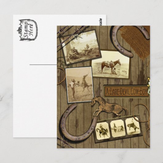 Vintage Cowboy Scrapbook Briefkaart (Voorkant / Achterkant)