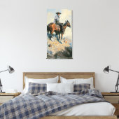 Vintage Cowboy, Sentinel of de Vlaktes Door Dunton Canvas Afdruk (Insitu (Slaapkamer))