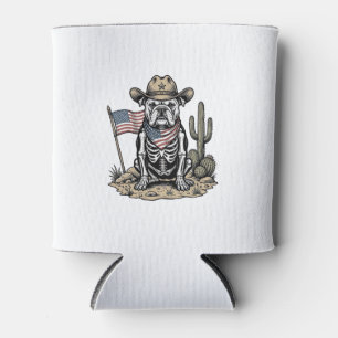 Vintage Cowboy Skelet Hond Patriottisch Shirt Ontw Blikjeskoeler