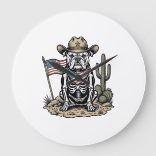 Vintage Cowboy Skelet Honden Patriottisch Shirt On Grote Klok