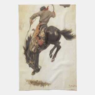Vintage Cowboy, studie van Bronco Buster door NC W Theedoek