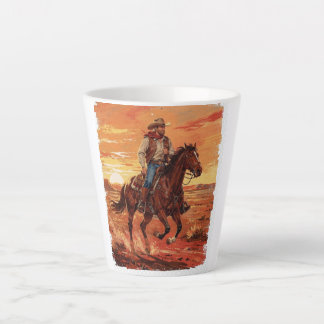 Vintage Cowboy Sunset Ride Latte Mok