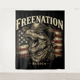 Vintage Cowboy T-Rex Amerikaanse Vlag Wandkleed
