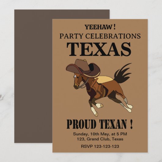 Vintage Cowboyhoed Paard Trots Texaan Texas Feest Kaart