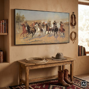 Vintage Cowboys, A Dash For Timber door Remington Poster