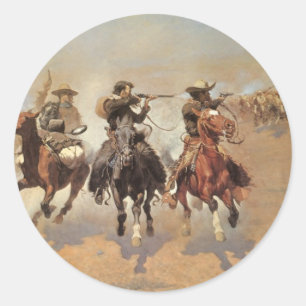 Vintage Cowboys, A Dash For Timber van Remington Ronde Sticker