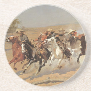 Vintage Cowboys, A Dash For Timber van Remington Zandsteen Onderzetter