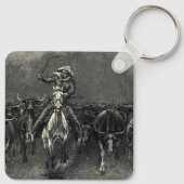 Vintage Cowboys, A Stampede van Frederic Remington Sleutelhanger (Achterkant)