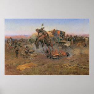 Vintage Cowboys, Camp Cook's Trouble door CM Russe Poster