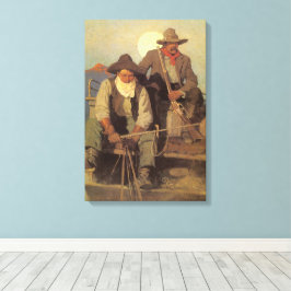 Vintage Cowboys, De betaalfase door NC Wyeth Canvas Afdruk