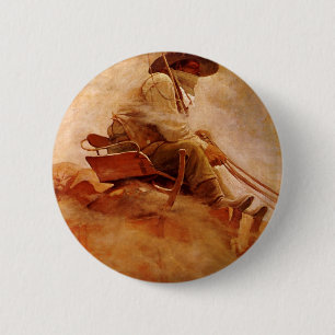 Vintage Cowboys, De Ertswagen door NC Wyeth Ronde Button 5,7 Cm