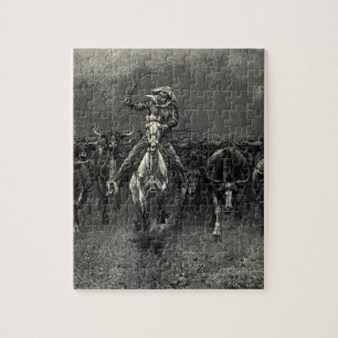 Vintage Cowboys, een stampede door Frederic Reming Legpuzzel