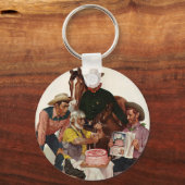 Vintage Cowboys, Happy Birthday Party Tex Sleutelhanger (Voorkant)