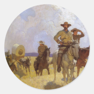 Vintage Cowboys, Het Parkman Outfit door NC Wyeth Ronde Sticker