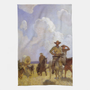 Vintage Cowboys, het Parkman Outfit door NC Wyeth Theedoek