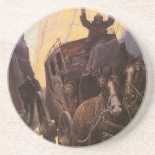 Vintage Cowboys, Houdt halt in de Canyon door NC W Zandsteen Onderzetter