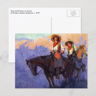Vintage Cowboys, Man and Voman on Horses, Anderson Briefkaart