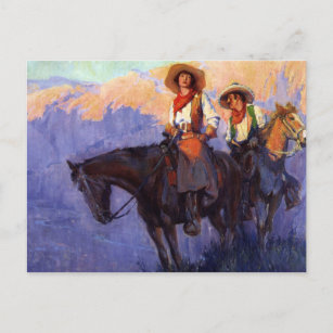 Vintage Cowboys, Man and Voman on Horses, Anderson Briefkaart
