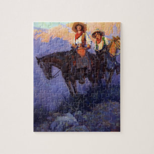 Vintage Cowboys, Man and Voman on Horses, Anderson Legpuzzel