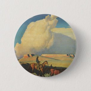 Vintage Cowboys, Open Range door Maynard Dixon Ronde Button 5,7 Cm