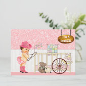 Vintage Cowgirl Baby shower Uitnodiging (Staand voorkant)