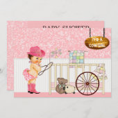 Vintage Cowgirl Baby shower Uitnodiging (Voorkant / Achterkant)