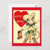 Vintage Cowgirl & Boots Valentijn 1950 Briefkaart (Voorkant / Achterkant)