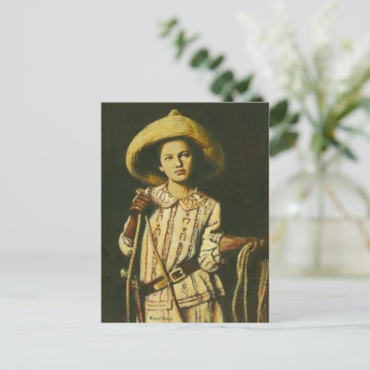 Vintage Cowgirl Briefkaart (Staand voorkant)