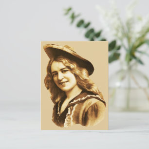 vintage cowgirl foto country western art uit 1800s briefkaart