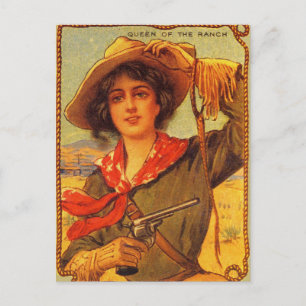 Vintage Cowgirl "Queen of the Ranch"-Briefkaart Briefkaart