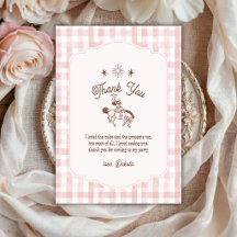 Vintage Cowgirl Rodeo Roze Gingham Meisje Verjaard