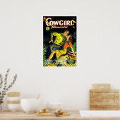 Vintage Cowgirl Romancen Gunslinger Poster (Keuken)