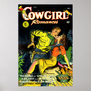 Vintage Cowgirl Romancen Gunslinger Poster