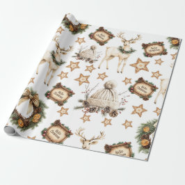 Vintage Cozy Christmas Deer Cadeaupapier