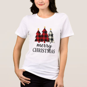 Vintage Cozy Prettig Kerstmis Plaid Boom Seizoensg Tri-Blend Shirt