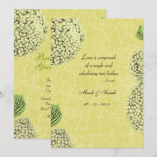 Vintage Crackle Hydrangea Weddenschap Kaart (Voorkant / Achterkant)