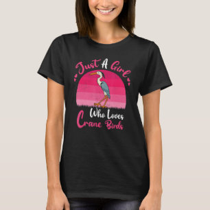 Vintage Crane Bird, gewoon een meisje dat van Cran T-shirt