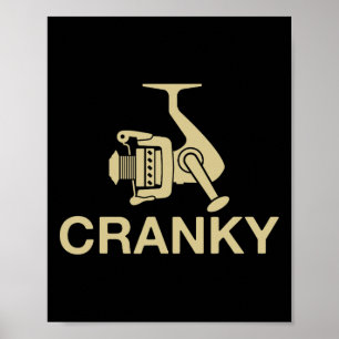 Vintage Crankit vislijn Cranky grappige visser M Poster