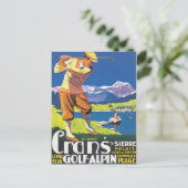 Vintage Crans Golf Alpin Briefkaart (Staand voorkant)