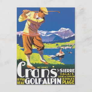 Vintage Crans Golf Alpin Briefkaart