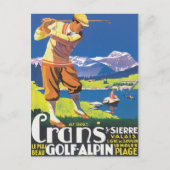Vintage Crans Golf Alpin Briefkaart (Voorkant)