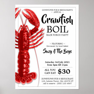 Vintage Crawfish Boil Party Restaurant Promotion Poster