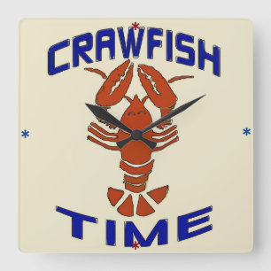 Vintage Crawfish Time Clock Vierkante Klok