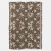 Vintage Cream Roses on Mocha Brown Pattern Deken (Voorkant Verticaal)