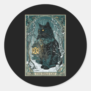 Vintage Creepmas De Yule Kat Tarotkaart Donkere Ke Ronde Sticker