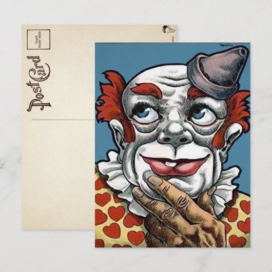 Vintage Creepy Clown Art Briefkaart (Voorkant / Achterkant)