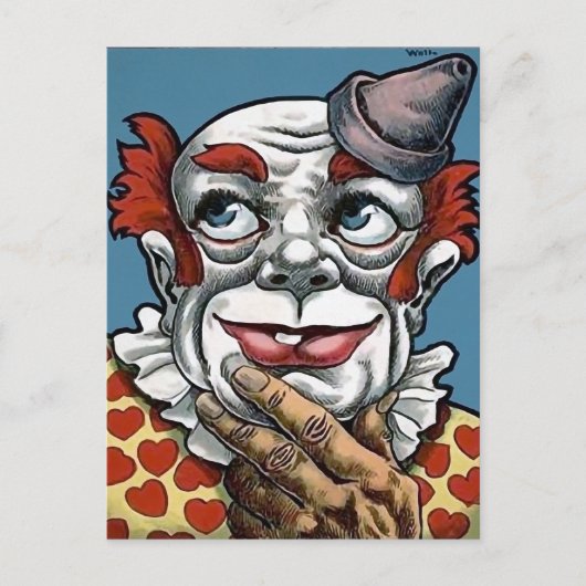 Vintage Creepy Clown Art Briefkaart (Voorkant)