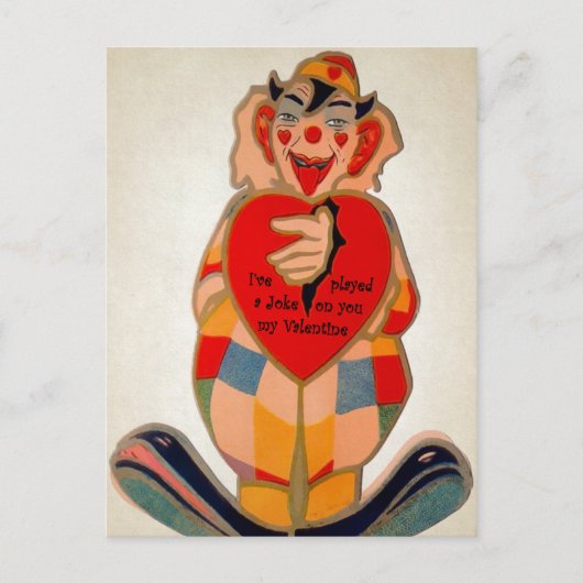 Vintage Creepy Clown Valentijn Briefkaart (Voorkant)