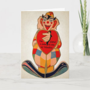 Vintage Creepy Clown Valentijnsdag Card Feestdagen Kaart