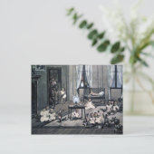 Vintage Creepy Krampus en Santa Briefkaart (Staand voorkant)